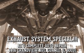 Al's Exhaust Special features special pricing on the repair and replacement of exhaust systems.